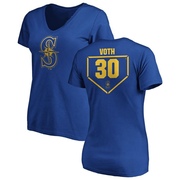 Women's Seattle Mariners Austin Voth ＃30 RBI Slim Fit V-Neck T-Shirt - Royal