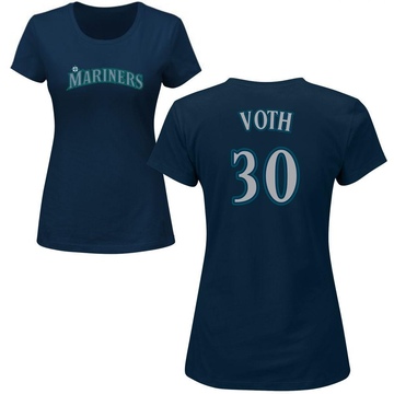 Women's Seattle Mariners Austin Voth ＃30 Roster Name & Number T-Shirt - Navy