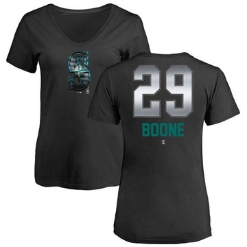 Women's Seattle Mariners Bret Boone ＃29 Midnight Mascot V-Neck T-Shirt - Black