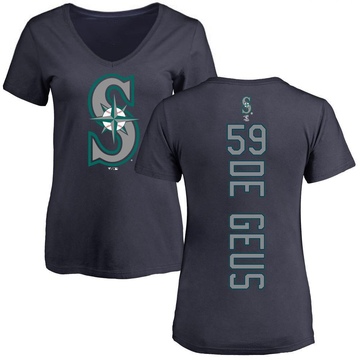 Women's Seattle Mariners Brett de Geus ＃59 Backer Slim Fit T-Shirt - Navy