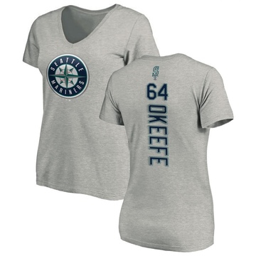 Women's Seattle Mariners Brian O'Keefe ＃64 Backer Slim Fit T-Shirt Ash