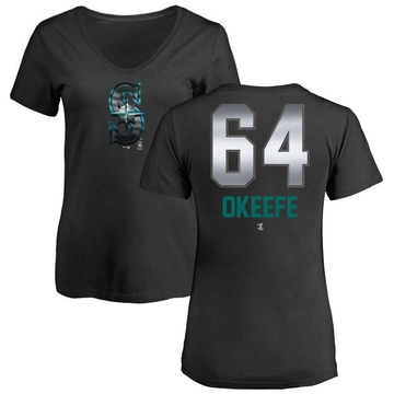 Women's Seattle Mariners Brian O'Keefe ＃64 Midnight Mascot V-Neck T-Shirt - Black