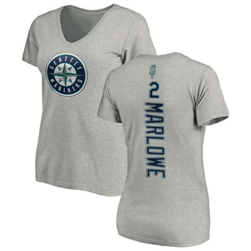 Women's Seattle Mariners Cade Marlowe ＃2 Backer Slim Fit T-Shirt Ash