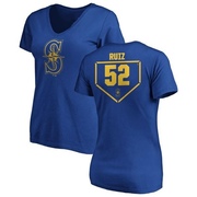 Women's Seattle Mariners Carlos Ruiz ＃52 RBI Slim Fit V-Neck T-Shirt - Royal