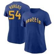 Women's Seattle Mariners Carlos Vargas ＃54 2023 City Connect Name & Number T-Shirt - Royal