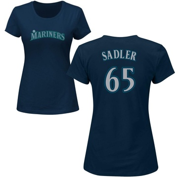 Women's Seattle Mariners Casey Sadler ＃65 Roster Name & Number T-Shirt - Navy