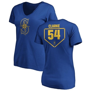 Women's Seattle Mariners Chris Clarke ＃54 RBI Slim Fit V-Neck T-Shirt - Royal