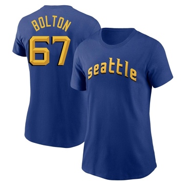 Women's Seattle Mariners Cody Bolton ＃67 2023 City Connect Name & Number T-Shirt - Royal