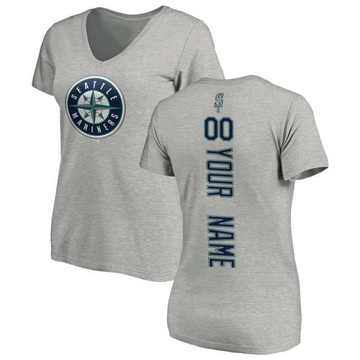 Women's Seattle Mariners Custom ＃00 Backer Slim Fit T-Shirt Ash