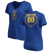 Women's Seattle Mariners Custom ＃00 RBI Slim Fit V-Neck T-Shirt - Royal