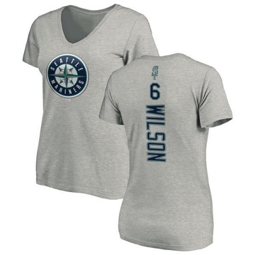 Women's Seattle Mariners Dan Wilson ＃6 Backer Slim Fit T-Shirt Ash