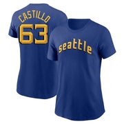 Women's Seattle Mariners Diego Castillo ＃63 2023 City Connect Name & Number T-Shirt - Royal