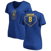 Women's Seattle Mariners Dominic Canzone ＃8 RBI Slim Fit V-Neck T-Shirt - Royal