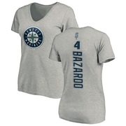 Women's Seattle Mariners Eduard Bazardo ＃41 Backer Slim Fit T-Shirt Ash