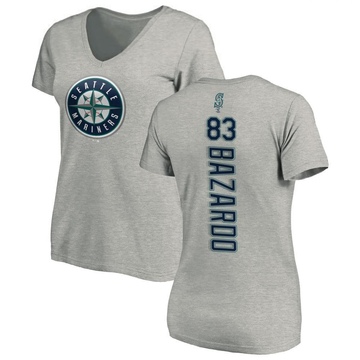 Women's Seattle Mariners Eduard Bazardo ＃83 Backer Slim Fit T-Shirt Ash