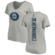 Women's Seattle Mariners Felix Hernandez ＃34 Backer Slim Fit T-Shirt Ash