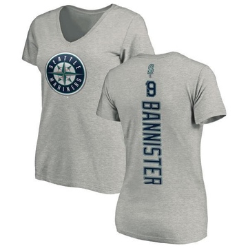 Women's Seattle Mariners Floyd Bannister ＃19 Backer Slim Fit T-Shirt Ash