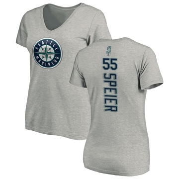 Women's Seattle Mariners Gabe Speier ＃55 Backer Slim Fit T-Shirt Ash