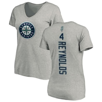 Women's Seattle Mariners Harold Reynolds ＃4 Backer Slim Fit T-Shirt Ash