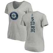 Women's Seattle Mariners Jonatan Clase ＃5 Backer Slim Fit T-Shirt Ash