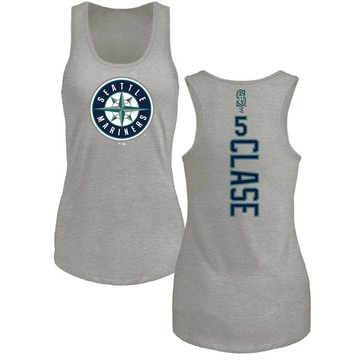 Women's Seattle Mariners Jonatan Clase ＃5 Backer Tank Top Ash