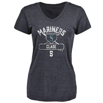 Women's Seattle Mariners Jonatan Clase ＃5 Base Runner T-Shirt - Navy