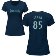 Women's Seattle Mariners Jonatan Clase ＃85 Roster Name & Number T-Shirt - Navy