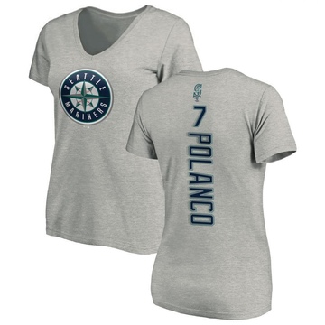 Women's Seattle Mariners Jorge Polanco ＃7 Backer Slim Fit T-Shirt Ash