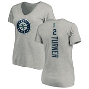 Women's Seattle Mariners Justin Turner ＃2 Backer Slim Fit T-Shirt Ash