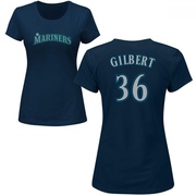 Women's Seattle Mariners Logan Gilbert ＃36 Roster Name & Number T-Shirt - Navy