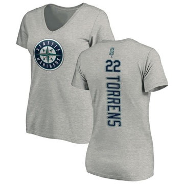 Women's Seattle Mariners Luis Torrens ＃22 Backer Slim Fit T-Shirt Ash