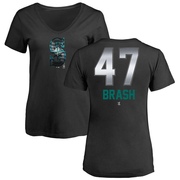 Women's Seattle Mariners Matt Brash ＃47 Midnight Mascot V-Neck T-Shirt - Black