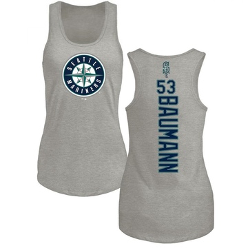 Women's Seattle Mariners Mike Baumann ＃53 Backer Tank Top Ash