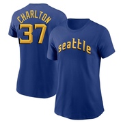 Women's Seattle Mariners Norm Charlton ＃37 2023 City Connect Name & Number T-Shirt - Royal