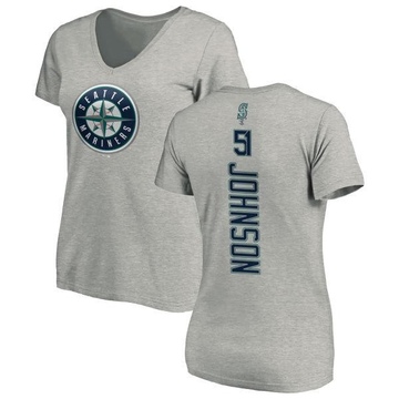 Women's Seattle Mariners Randy Johnson ＃51 Backer Slim Fit T-Shirt Ash