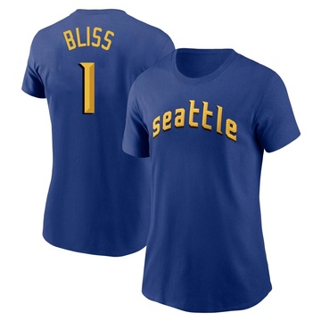 Women's Seattle Mariners Ryan Bliss ＃1 2023 City Connect Name & Number T-Shirt - Royal