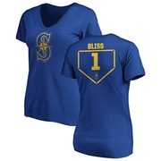 Women's Seattle Mariners Ryan Bliss ＃1 RBI Slim Fit V-Neck T-Shirt - Royal