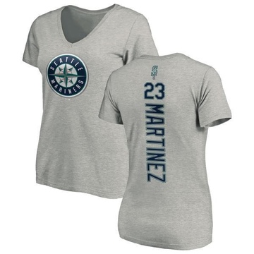 Women's Seattle Mariners Tino Martinez ＃23 Backer Slim Fit T-Shirt Ash