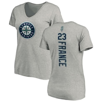 Women's Seattle Mariners Ty France ＃23 Backer Slim Fit T-Shirt Ash