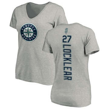 Women's Seattle Mariners Tyler Locklear ＃27 Backer Slim Fit T-Shirt Ash