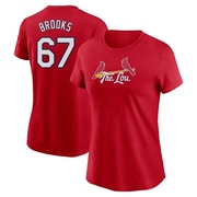 Women's St. Louis Cardinals Aaron Brooks ＃67 2024 City Connect Fuse Name & Number T-Shirt - Red