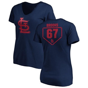 Women's St. Louis Cardinals Aaron Brooks ＃67 RBI Slim Fit V-Neck T-Shirt - Navy