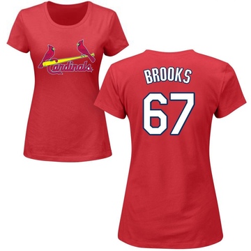 Women's St. Louis Cardinals Aaron Brooks ＃67 Roster Name & Number T-Shirt - Red