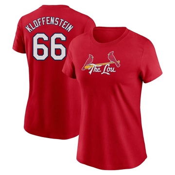 Women's St. Louis Cardinals Adam Kloffenstein ＃66 2024 City Connect Fuse Name & Number T-Shirt - Red