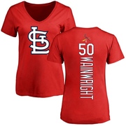 Women's St. Louis Cardinals Adam Wainwright ＃50 Backer Slim Fit T-Shirt - Red