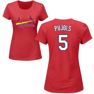 Women's St. Louis Cardinals Albert Pujols ＃5 Roster Name & Number T-Shirt - Red