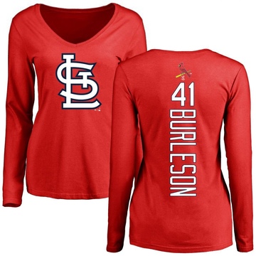 Women's St. Louis Cardinals Alec Burleson ＃41 Backer Slim Fit Long Sleeve T-Shirt - Red