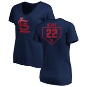 Women's St. Louis Cardinals Alfonso Rivas ＃22 RBI Slim Fit V-Neck T-Shirt - Navy