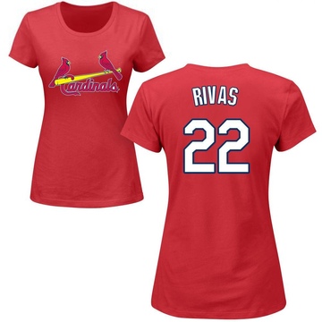 Women's St. Louis Cardinals Alfonso Rivas ＃22 Roster Name & Number T-Shirt - Red