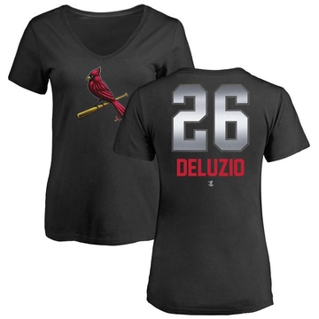 Women's St. Louis Cardinals Ben DeLuzio ＃26 Midnight Mascot V-Neck T-Shirt - Black